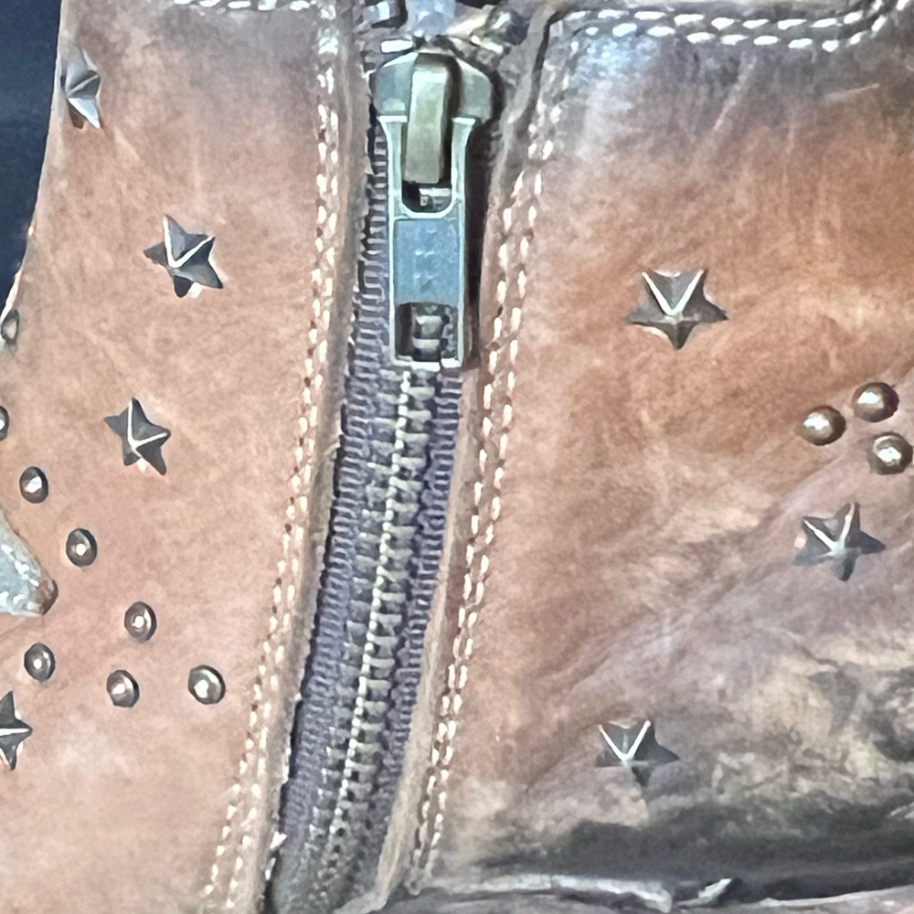 Liberty Black Women's Brown Zip Leather Western Bootie w/Star Detail. Size 7.5 - Picture 12 of 12